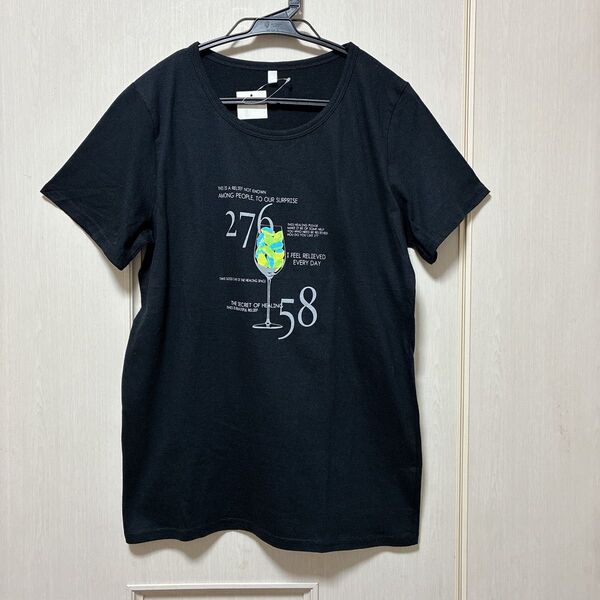 新品 綿100% 半袖 Tシャツ LLサイズ ブラック 黒色 柔らか 肌ざわり良き 心地よい 爽やか 軽い シンプル レディース