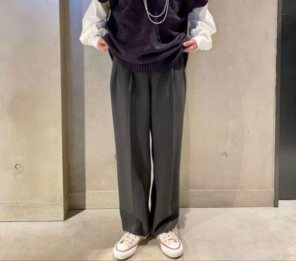ジャーナルスタンダードレサージュ 2タックワイドパンツ センタープレス グレー