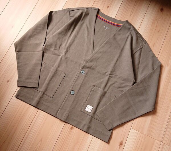 新品 ポールスミス Paul Smith スウェット素材 長袖 sizeM メンズ 羽織 カーディガン グリーン系