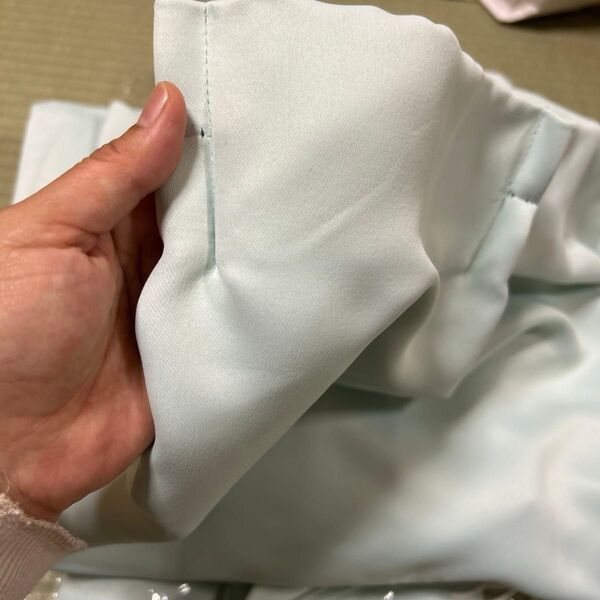ニトリ カーテン レースカーテン パステルターコイズブルー