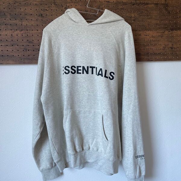 ESSENTIALS パーカー グレー プルオーバー 長袖 スウェット フーディー L