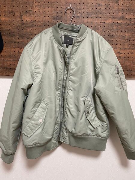 H&M MA-1 カーキ ブルゾン ジャケット XL フライトジャケット ミリタリー 中綿
