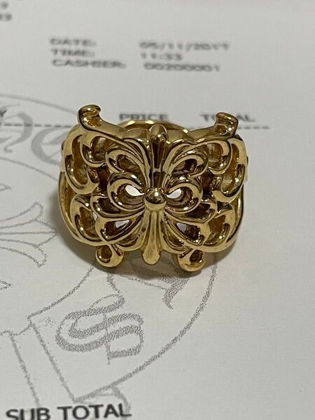 CHROME HEARTS クロムハーツ 22k加工 インボイス写し バラフライクロスリング 17号 リング シルバー925