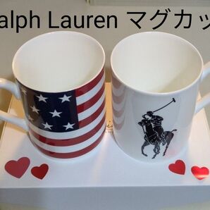 Ralph Lauren マグカップ アメリカ国旗とポロプレイヤーのマグカップ2個セット