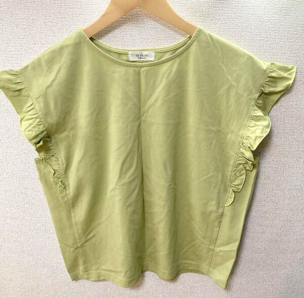 テチチテラス フリル袖 黄緑色 Tシャツ グリーン 半袖 カットソー