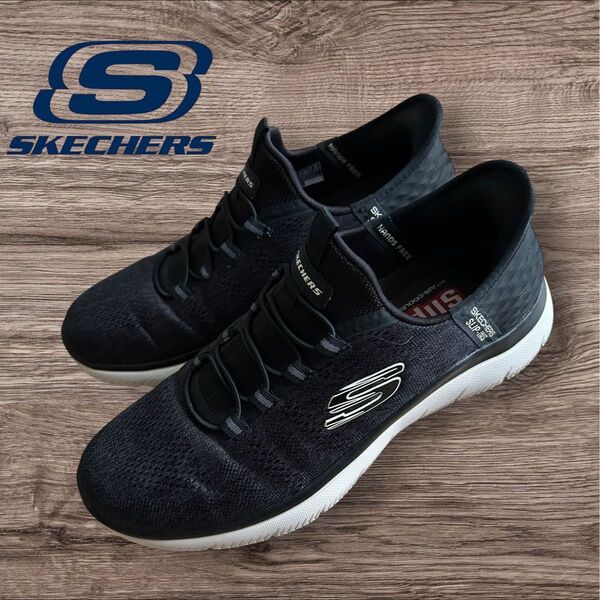 スケッチャーズ スリップインズ レディース25.5㎝ 黒 ハンズフリー Skechers