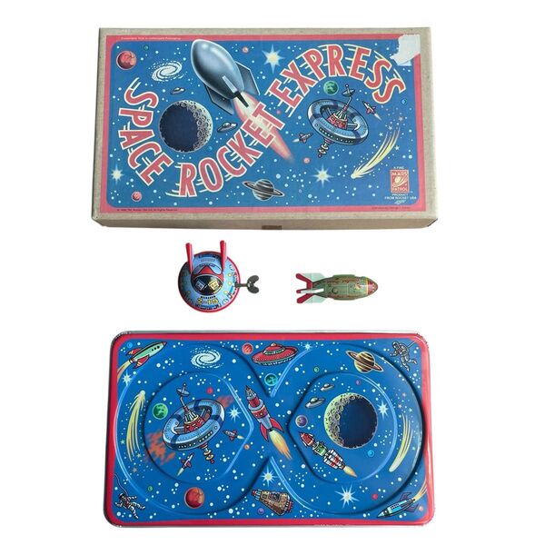 SPACE ROCKET EXPRESS 宇宙 ロケット ブリキ プレートセット 昭和レトロ 当時物 玩具