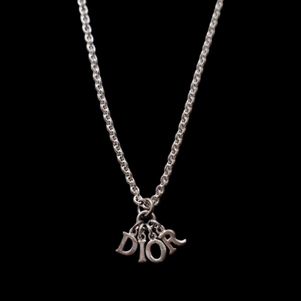 良品 クリスチャンディオール ネックレス Dior ロゴ ユニセックス シルバー