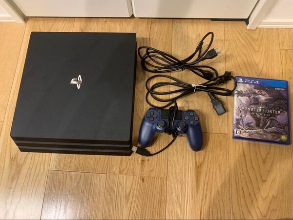 PS4 pro 本体 1TB ジェットブラック コントローラー&モンスターハンターワールド付き