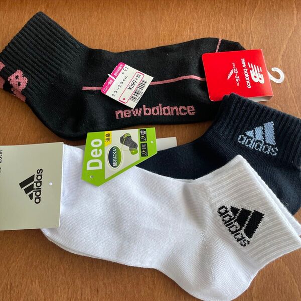 adidas アディダス 靴下 ニューバランス ソックス 3点セット くるぶしソックス スクールソックス