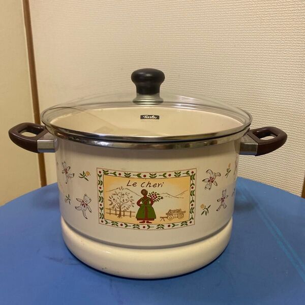 Le Cheri 蒸し器付きホーロー寸胴鍋IH対応26cm