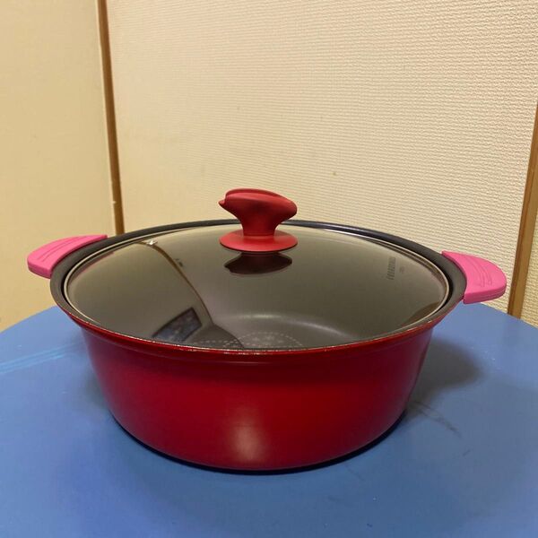 COOKKSMARK卓上鍋 28cm ガラス蓋付 IH対応フッ素加工 5~7人用