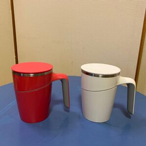保温保冷真空二重構造 取っ手フタ付き倒れない魔法のマグカップ 吸盤 タンブラー マグカップ