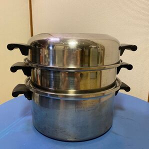 Amway Queen ステンレススチール 蒸し器 付き無水鍋 蒸し器 Amway Queen