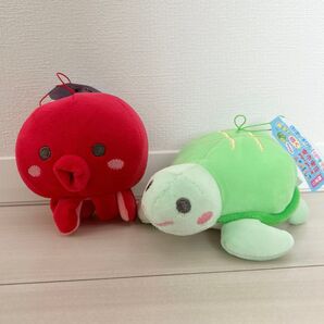 ぷてぃまりん ぱすてる 握ると鳴く 楽市楽座アドアーズ限定 タコ カメ ぬいぐるみ 2個セット