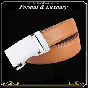 ベルト j49【ライト】折りたたみ発送 ブラウン 穴なし 無段階調整ベルト ゴルフベルト 人気 オートロック メンズ 革 ビジネス カジュアル
