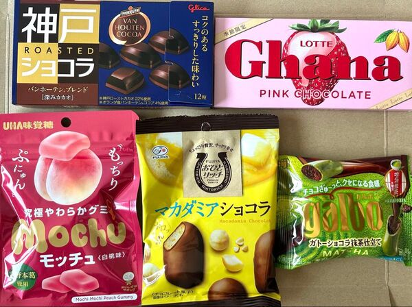 お菓子詰め合わせE4 ガーナピンク galboガトーショコラ抹茶 神戸ローストショコラ おひとリッチマカダミア モッチュ白桃味