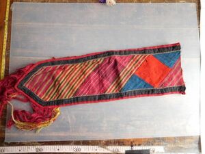 アジア民族衣装等のはぎれYno.92 トルクメニスタン 刺繍布15ｘ47cm 山岳民族　ラオス　タイ　インドシナ 手芸材料 古布　藍染　手織り