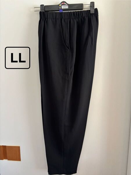 美品 レディース スラックス 黒 大きいサイズ パンツ ストレッチ イージーパンツ ウエストゴム シニア
