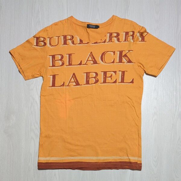 BURBERRY BLACK LABEL Tシャツ オレンジ メンズ Mサイズ バーバリー ブラックレーベル プリント 綿100%