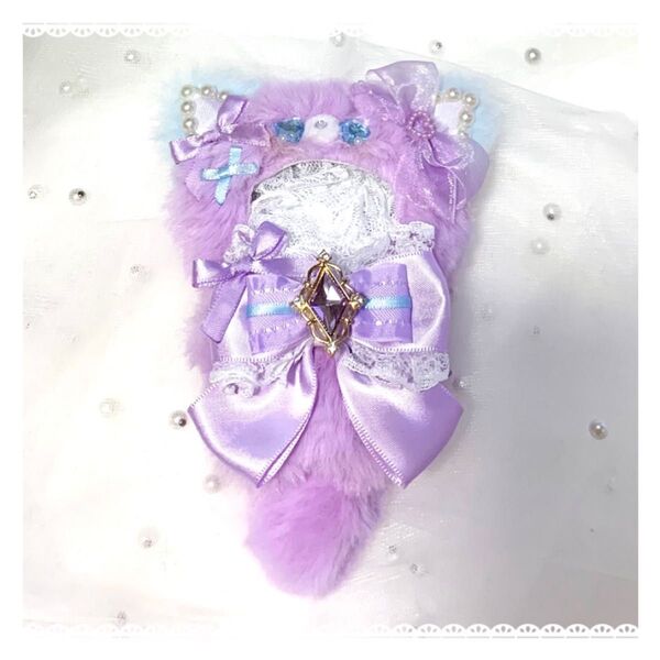 ☆ぬい服 着ぐるみ ハンドメイド にじぱぺっと ツイステEX 10cm 紫×水色 ねこちゃん☆【A3】