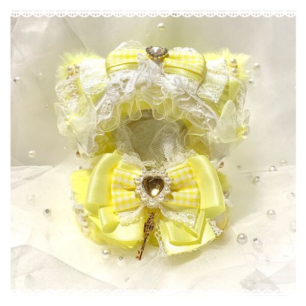 おすわりぬい服 ぬい服 ハンドメイド 10cm にじぱぺ 黄色 ねこ{O1}