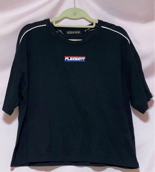 GORGE 黒 ライン 五分袖 ワイド Tシャツ カットソー