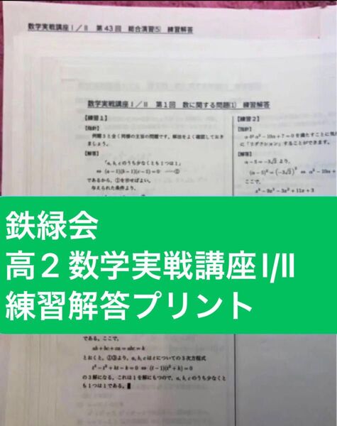 鉄緑会 高2 数学実戦講座Ⅰ/Ⅱ 練習解答プリント 通年 1〜43回(抜け無し)