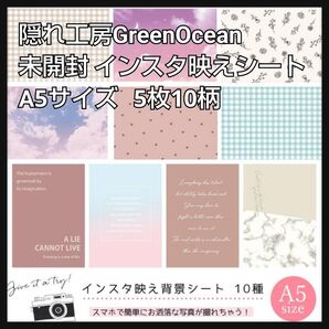 隠れ工房GreenOcean インスタ映えシート 撮影背景 A5サイズ 5枚(10柄)セット