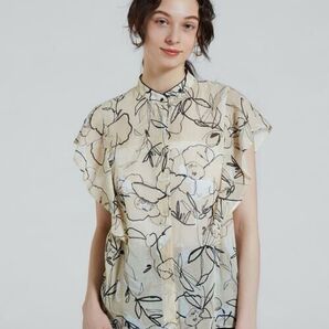 Ballseyスタックフラワープリントフリルブラウスシャツベージュ系TOMORROWLANDトゥモローランドレディースボールジィ