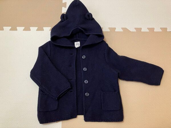 GAP くま耳 ニットパーカー ネイビー 12-18month