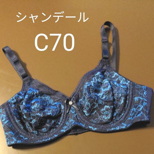 シャンデール 補正下着 ブラ C70 ブラジャー ネイビー サファイアブルー フルカップ 未使用