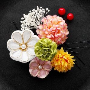 つまみ細工髪飾り アーティフィシャルフラワー髪飾り 成人式 七五三 卒業式