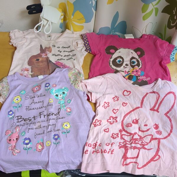 Tシャツ 半袖Tシャツ 女の子 カットソー ベビー 80 うさぎ クマ パンダ 動物 西松屋 イオン HappyParoClub