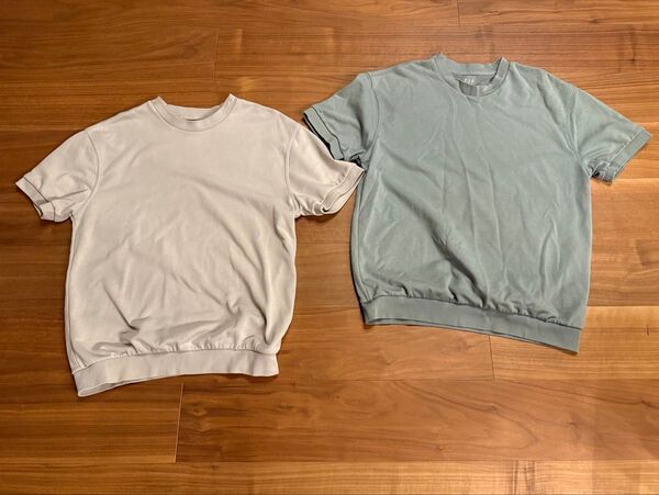 GAP 半袖 2枚セット S XS フレンチテリー カットソー Tシャツ ベージュ グリーン カーキ カーボナイズド ギャップ