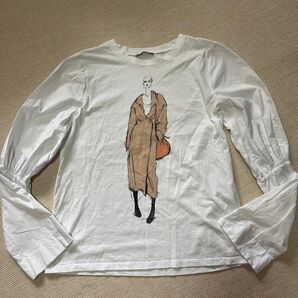 ZARA イラストプリント長袖Tシャツ ホワイト