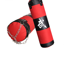 赤黒puレザートレーニングフィットネス総合格闘技ボクシングパンチングバッグ空のスポーツキックサンドバック 120cm red_画像2