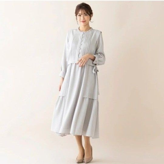 極美品 ローズティアラ セットアップ ロングワンピース 42 2XL グレー