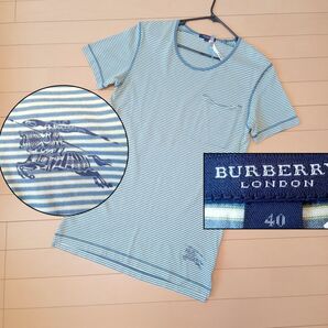 【即発送】BURBERRY LONDON Tシャツ ボーダー ロング丈 40 L 半袖 トップス