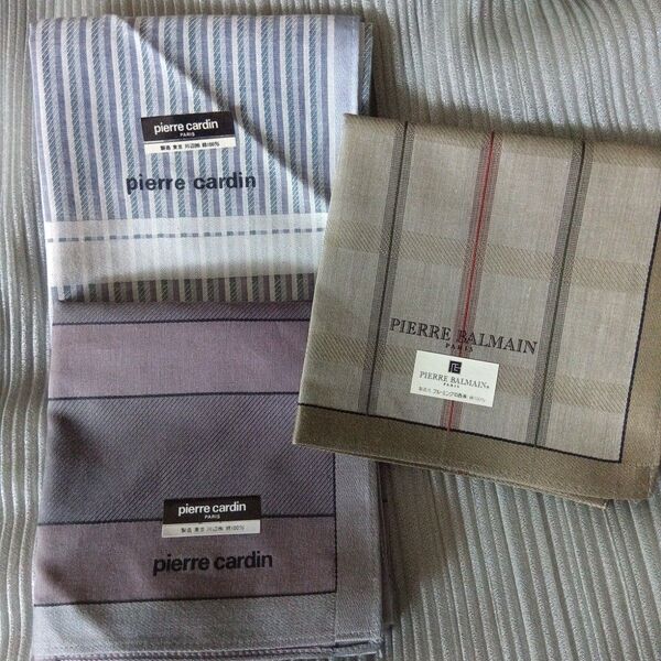 新品.未使用pierre cardin pierre balmanストライプ ハンカチ 3枚セット