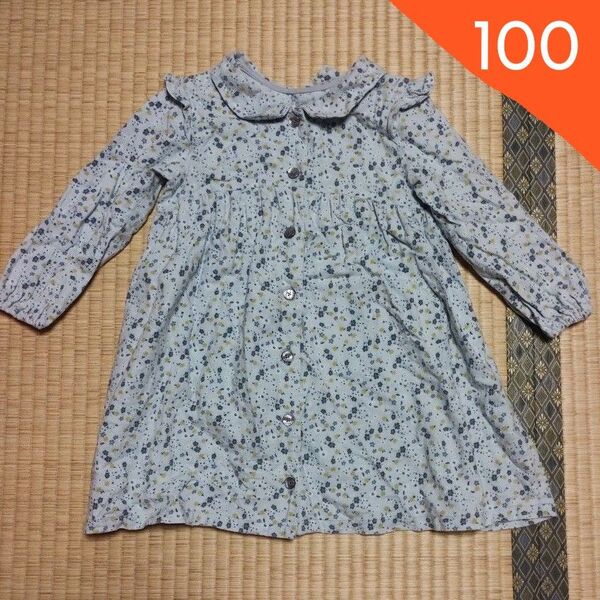 小花柄 ワンピース 100 女の子 子ども 春 秋 チュニック 長袖 ポケット