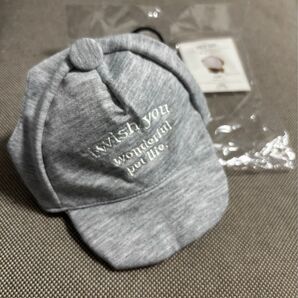 《試着のみ》3coins スリコ ペット 小型犬 猫 キャップ 帽子 グレー