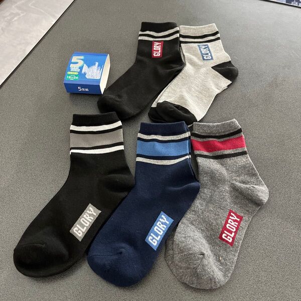 【新品☆サイズ19-24cm】キッズ・ジュニア 靴下 ソックス 5足セット クルー丈 靴下 ソックス 黒