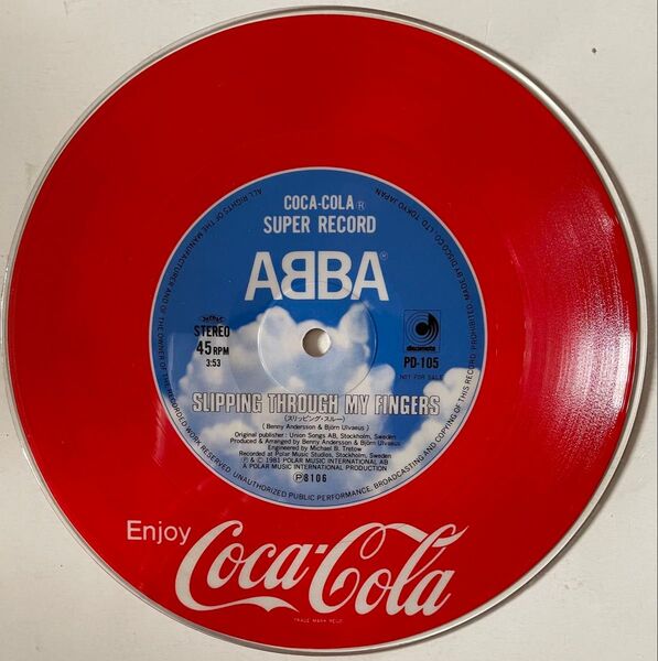 希少盤!ABBA/SLIPPING THROUGH MY FINGERS COCA-COLA SUPER RECORD(非売品)