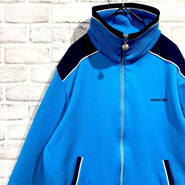 1579 adidas アディダス トラックジャケット 70s 80s デサント製 青 M あのちゃん