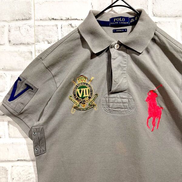 1580 Polo Ralph Lauren ラルフローレン ポロシャツ グレー ビッグポニー S相当