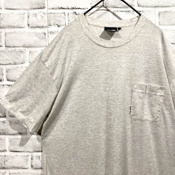 1608 THE NORTH FACE ノースフェイス Tシャツ LL ライトグレー 胸ポケット無地