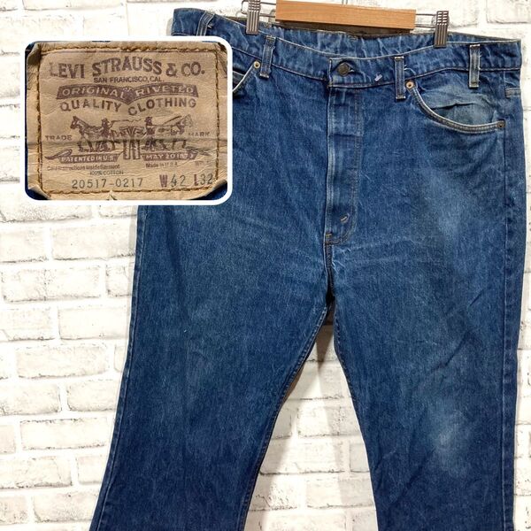 1651 USA製 リーバイス 90sデニム 517 ジーンズ ジーパン W42 L32 ヒゲ