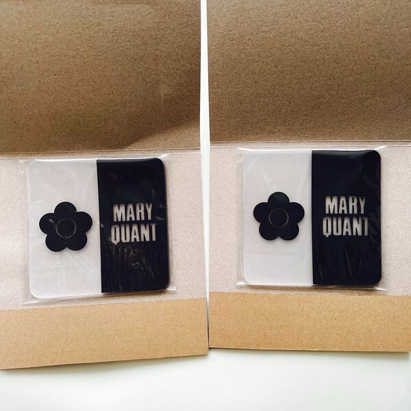 MARY QUANT クリアラバー コースター ガチャガチャ 花柄 マリクワ 黒 スクエア 2個セット