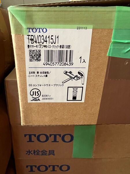 未使用 TOTO 壁付サーモ13 TBV03415J1 シャワバス・節湯 浴室 サーモスタット混合水栓